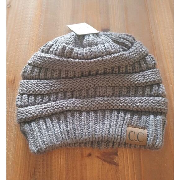 C.C Accessories - C.C Cable Knit Beanie - Taupe Gray